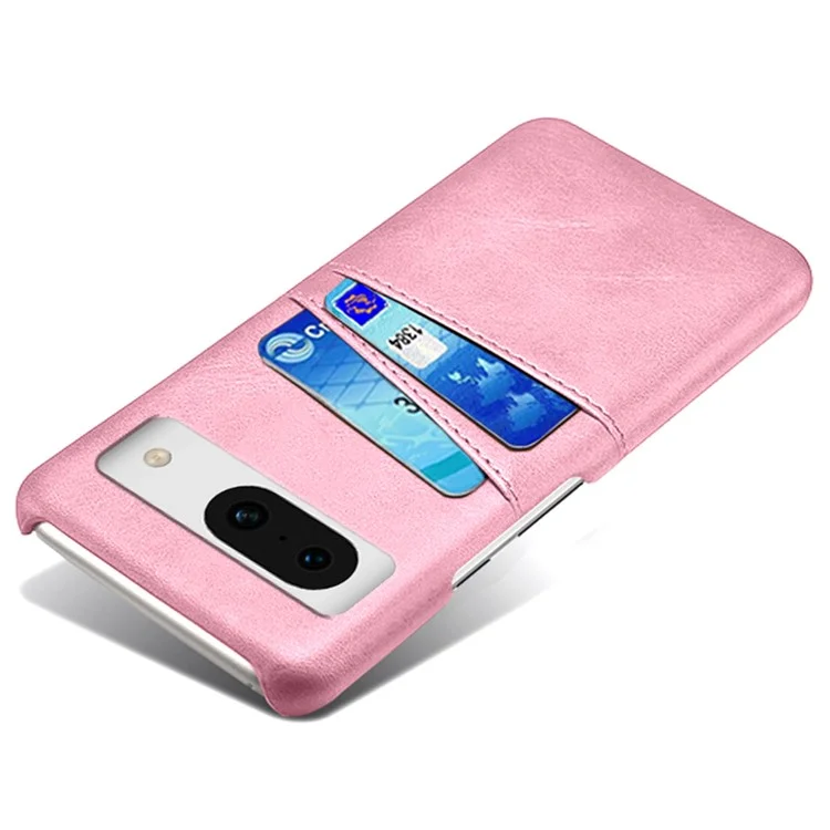For Google Pixel 8a Case PU Leather+PC Phone Cover with 2 Card Slots - Rose Gold