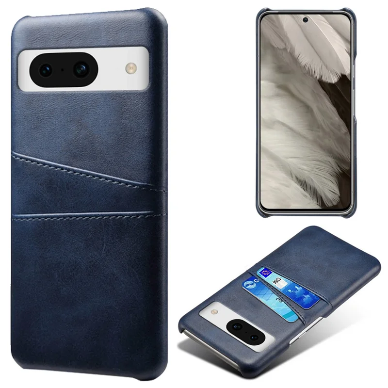 For Google Pixel 8a Case PU Leather+PC Phone Cover with 2 Card Slots - Blue