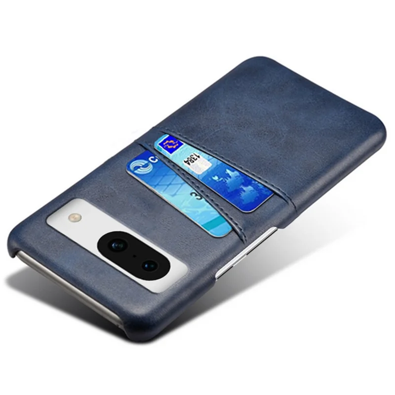 For Google Pixel 8a Case PU Leather+PC Phone Cover with 2 Card Slots - Blue