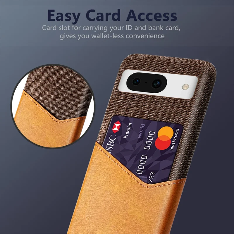 For Google Pixel 8a Phone Case with Card Slot PU Leather+PC Back Cover - Orange