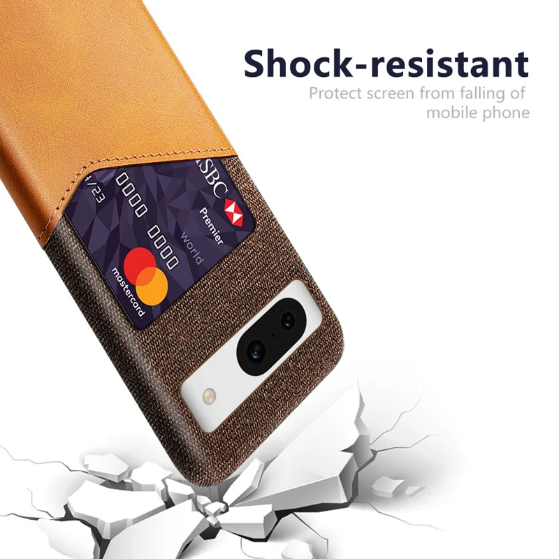 For Google Pixel 8a Phone Case with Card Slot PU Leather+PC Back Cover - Orange