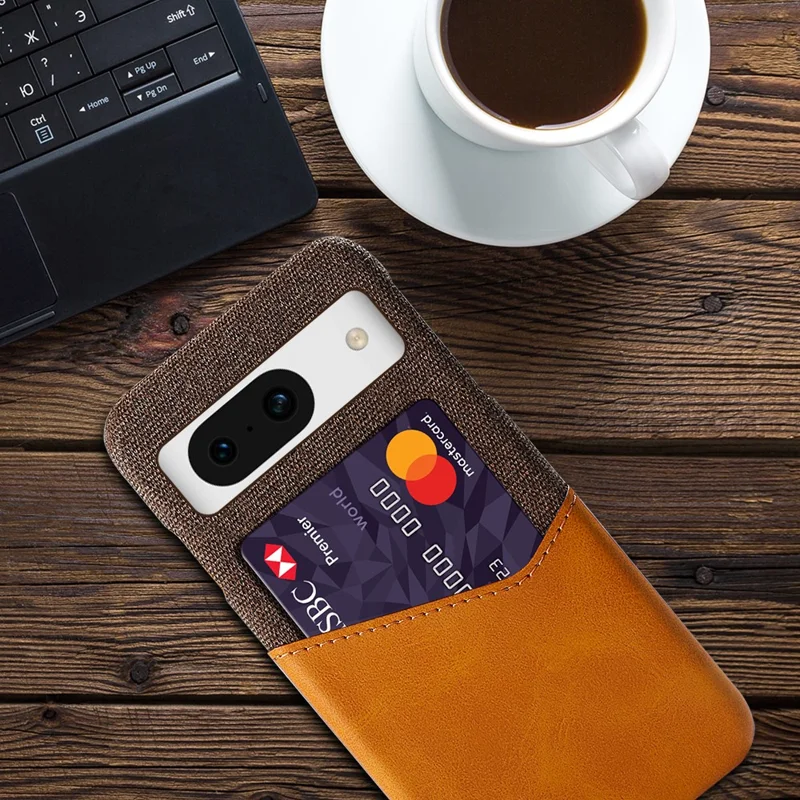 For Google Pixel 8a Phone Case with Card Slot PU Leather+PC Back Cover - Orange