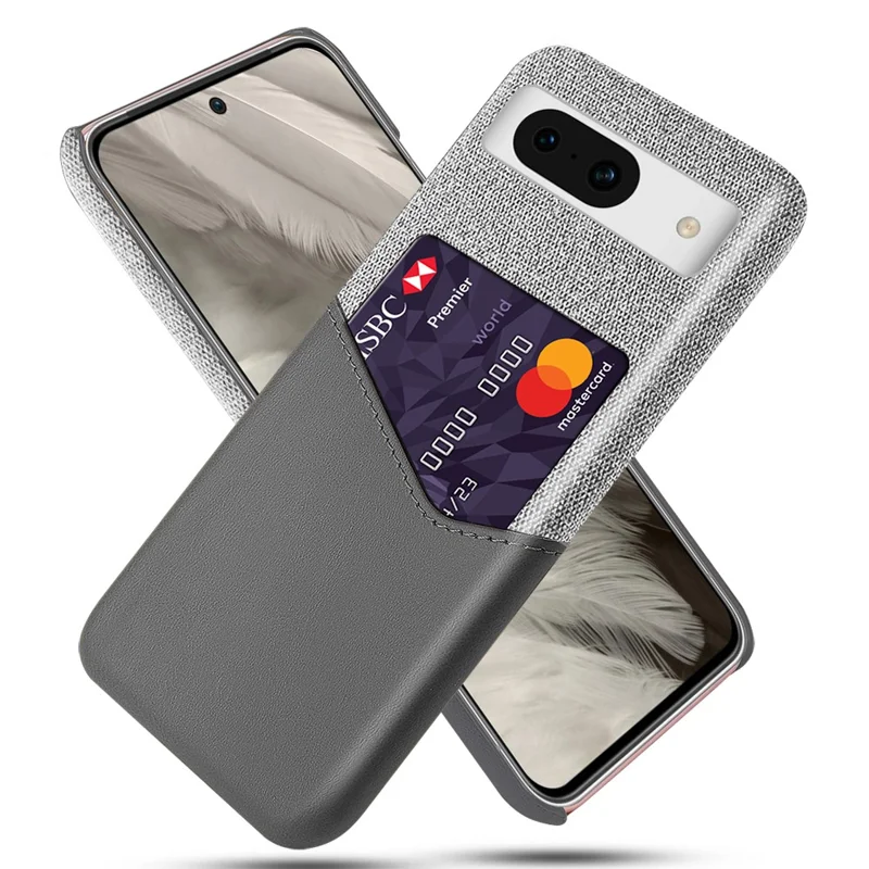 For Google Pixel 8a Phone Case with Card Slot PU Leather+PC Back Cover - Grey