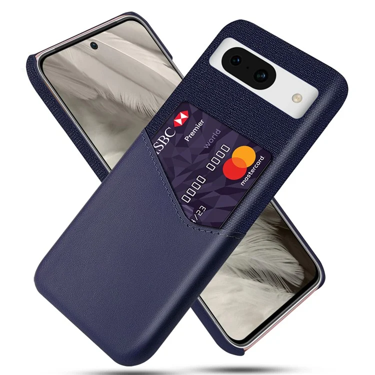 For Google Pixel 8a Phone Case with Card Slot PU Leather+PC Back Cover - Blue