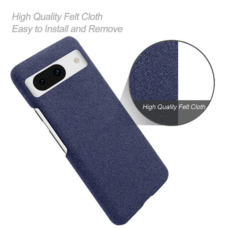 Para Google Pixel 8a Case Fabric Cloth+PC Solid Color Design Back Phone Cover - Azul
