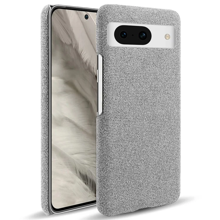 For Google Pixel 8a Case Fabric Cloth+PC Solid Color Design Back Phone Cover - Light Grey