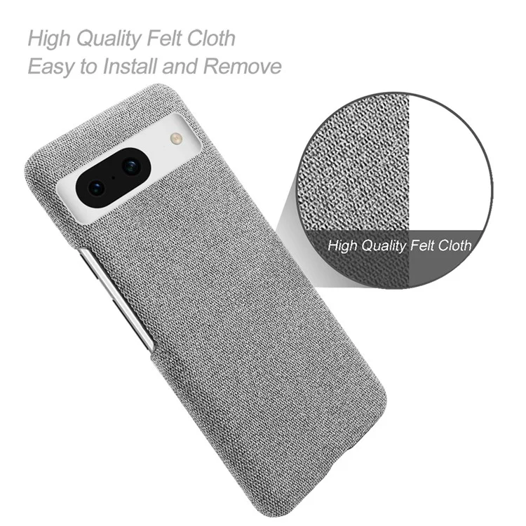 For Google Pixel 8a Case Fabric Cloth+PC Solid Color Design Back Phone Cover - Light Grey