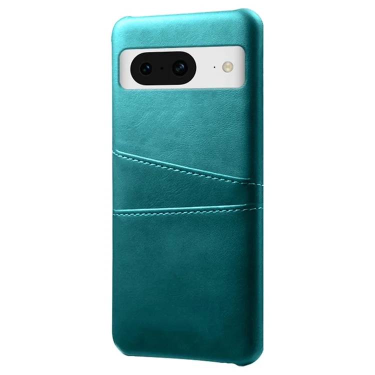 For Google Pixel 8 Case Leather Coated PC Ultra-Thin Shell with 2 Card Holders - Green