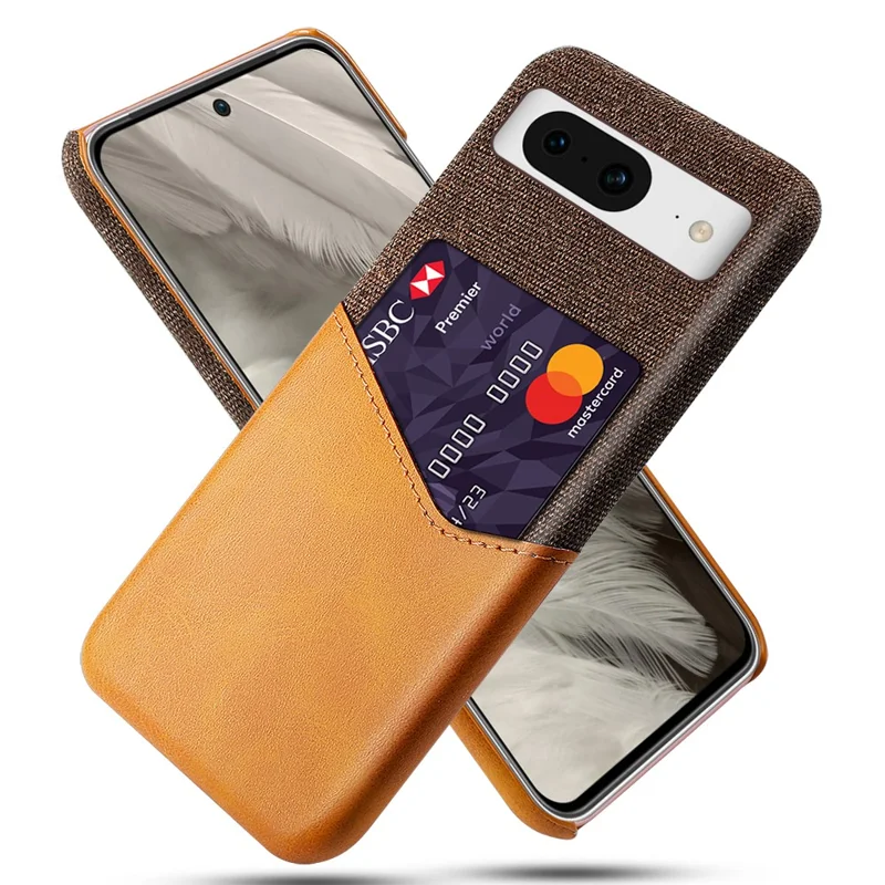 حالة جوجل بكسل 8 حامل بطاقة نسيج قماشي جلد + غطاء هاتف PC - برتقالي