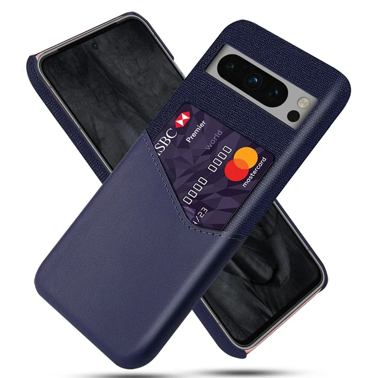 For Google Pixel 8 Pro Case Protective Leather+PC Phone Cover with Card Slot - Blue