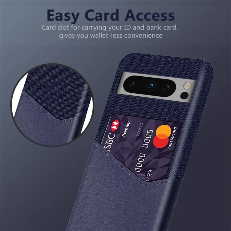 For Google Pixel 8 Pro Case Protective Leather+PC Phone Cover with Card Slot - Blue
