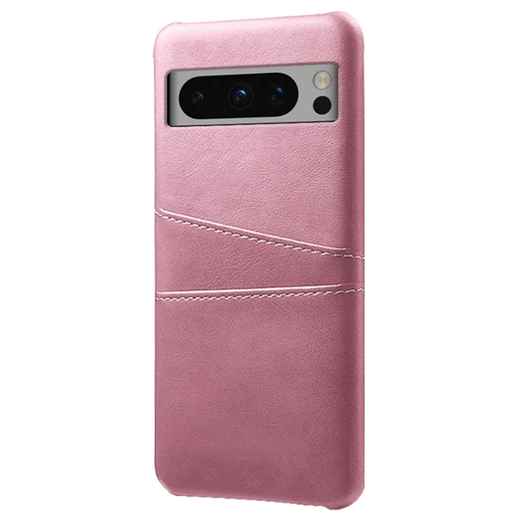 For Google Pixel 8 Pro Slim Case Card Slots PU+PC Phone Cover - Rose Gold