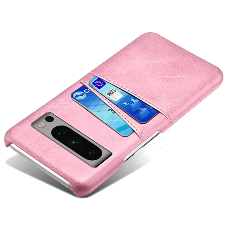 For Google Pixel 8 Pro Slim Case Card Slots PU+PC Phone Cover - Rose Gold