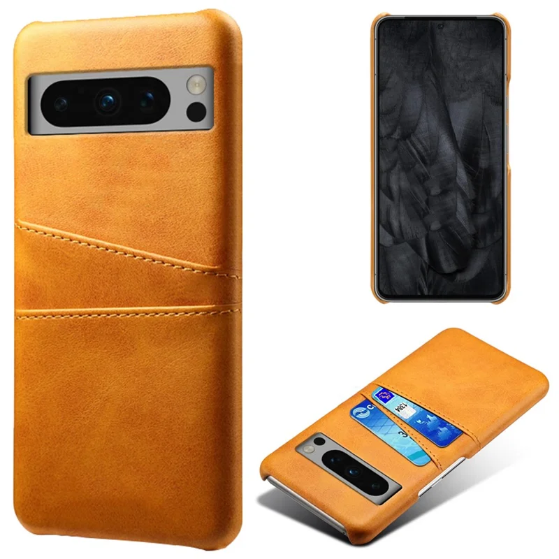 For Google Pixel 8 Pro Slim Case Card Slots PU+PC Phone Cover - Orange