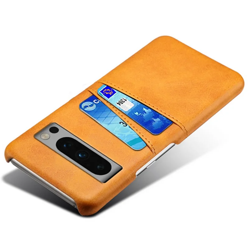 For Google Pixel 8 Pro Slim Case Card Slots PU+PC Phone Cover - Orange