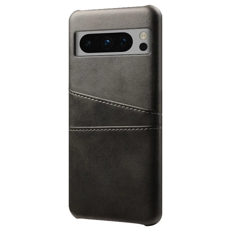 Für Google Pixel 8 Pro Slim Case Kartensteckplätze PU+PC Handyhülle - Schwarz