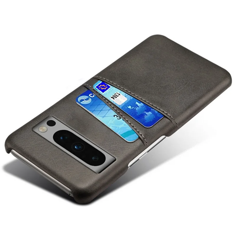 Für Google Pixel 8 Pro Slim Case Kartensteckplätze PU+PC Handyhülle - Schwarz