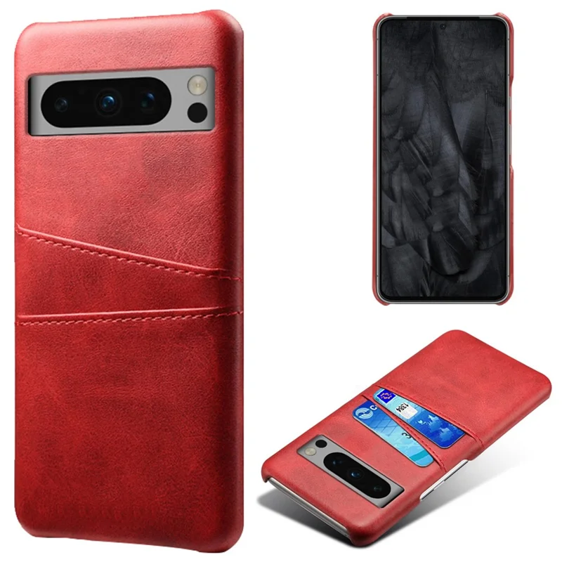 For Google Pixel 8 Pro Slim Case Card Slots PU+PC Phone Cover - Red