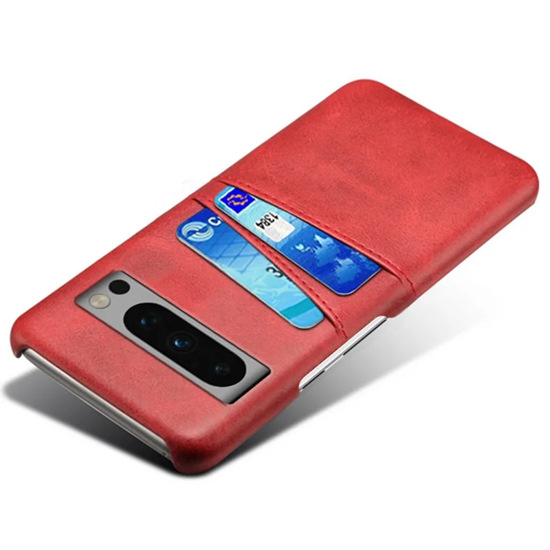 For Google Pixel 8 Pro Slim Case Card Slots PU+PC Phone Cover - Red