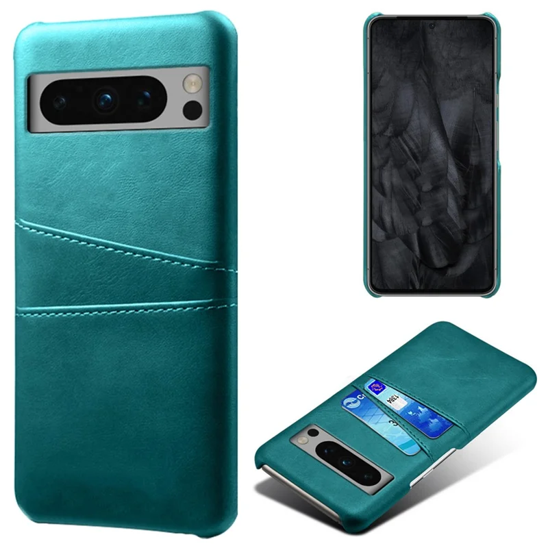 For Google Pixel 8 Pro Slim Case Card Slots PU+PC Phone Cover - Green