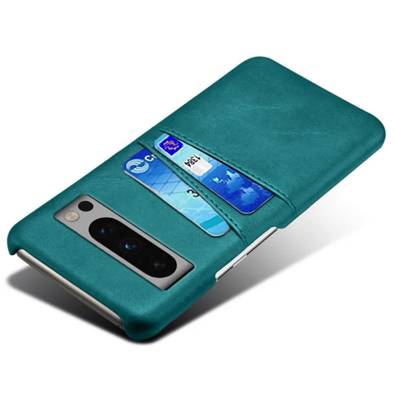 For Google Pixel 8 Pro Slim Case Card Slots PU+PC Phone Cover - Green