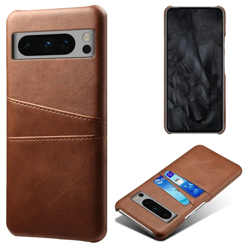 Pour Google Pixel 8 Pro Coque Fine Fentes pour Cartes PU+PC Housse de Téléphone - Marron