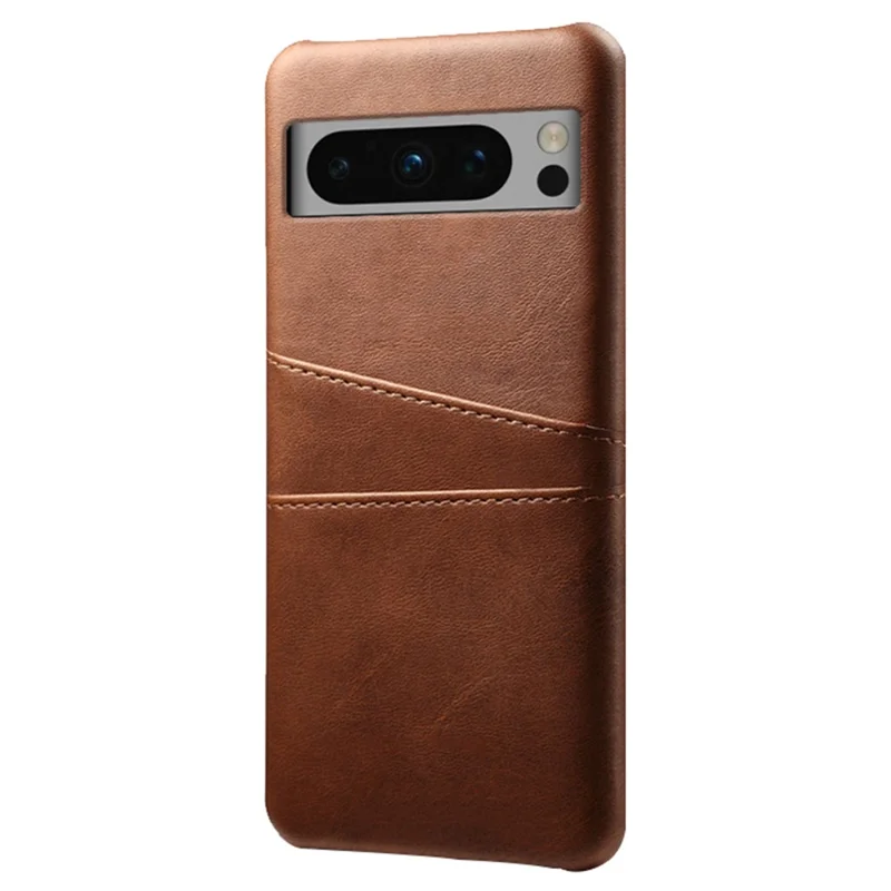 Pour Google Pixel 8 Pro Coque Fine Fentes pour Cartes PU+PC Housse de Téléphone - Marron