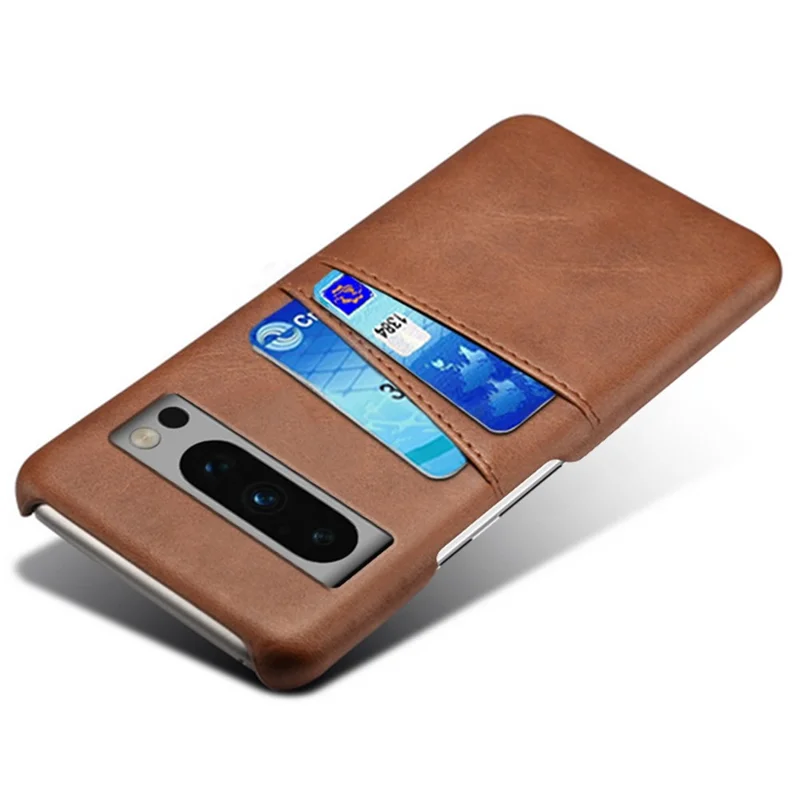 Pour Google Pixel 8 Pro Coque Fine Fentes pour Cartes PU+PC Housse de Téléphone - Marron