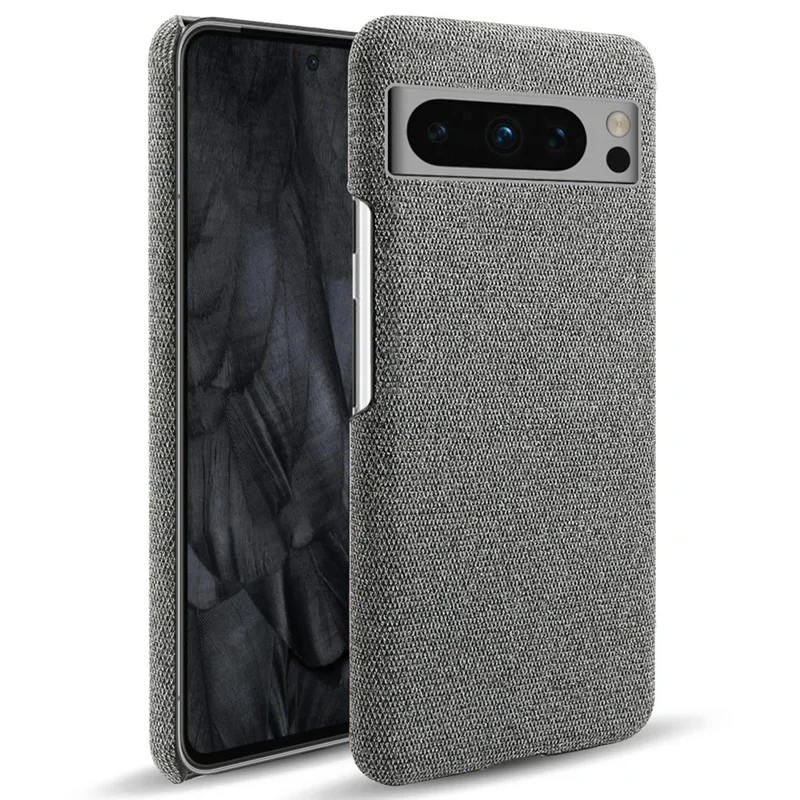 For Google Pixel 8 Pro Case Solid Color Fabric Cloth+PC Shockproof Phone Cover - Grey