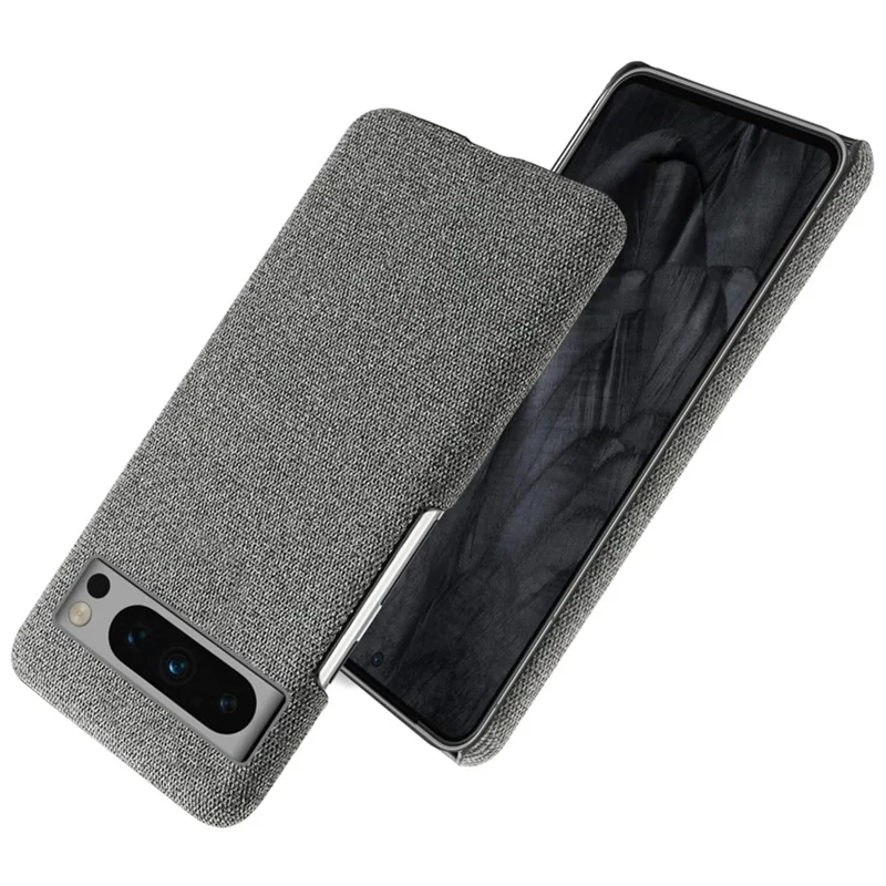 For Google Pixel 8 Pro Case Solid Color Fabric Cloth+PC Shockproof Phone Cover - Grey