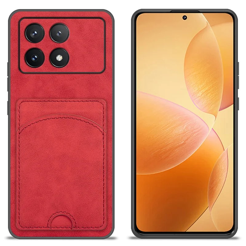 Para Xiaomi Redmi K70 Pro 5G / Caso de Ranura de Tarjeta K70 5G PU+PC+TPU Kickstand Telephip Cover - Rojo