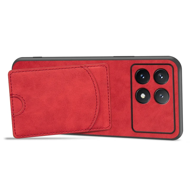 Para Xiaomi Redmi K70 Pro 5G / Caso de Ranura de Tarjeta K70 5G PU+PC+TPU Kickstand Telephip Cover - Rojo