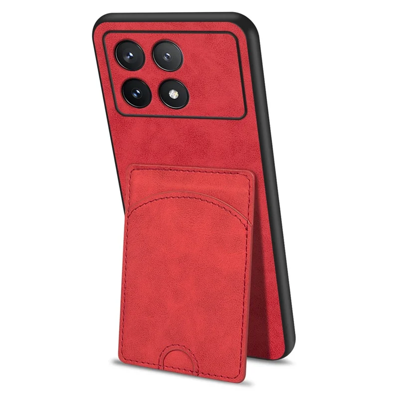 Para Xiaomi Redmi K70 Pro 5G / Caso de Ranura de Tarjeta K70 5G PU+PC+TPU Kickstand Telephip Cover - Rojo