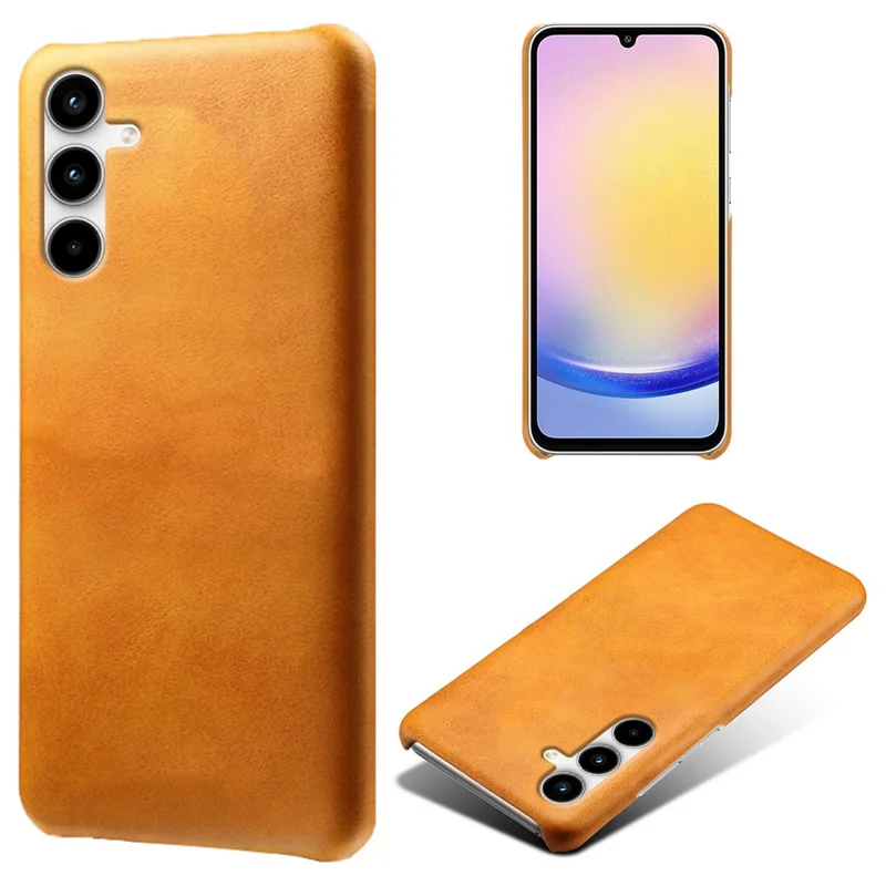 For Samsung Galaxy A15 5G Case Calf Texture PU Leather + PC Hard Phone Cover - Orange