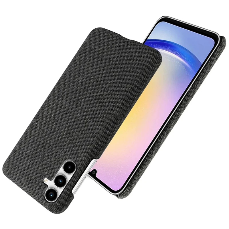 Pour Samsung Galaxy A25 5G (Global) (161,0 x 76,5 x 8,3 mm) Coque en tissu + PC Housse de protection pour téléphone - Noir