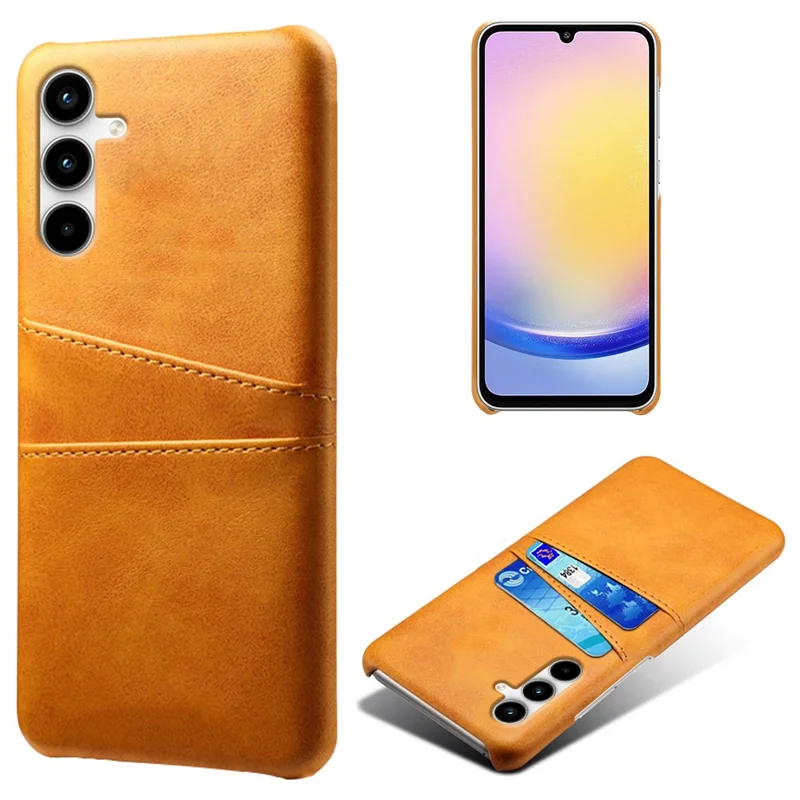 For Samsung Galaxy A25 5G (Global) (161.0 x 76.5 x 8.3mm) Case Card Holder Leather+PC Phone Cover - Orange