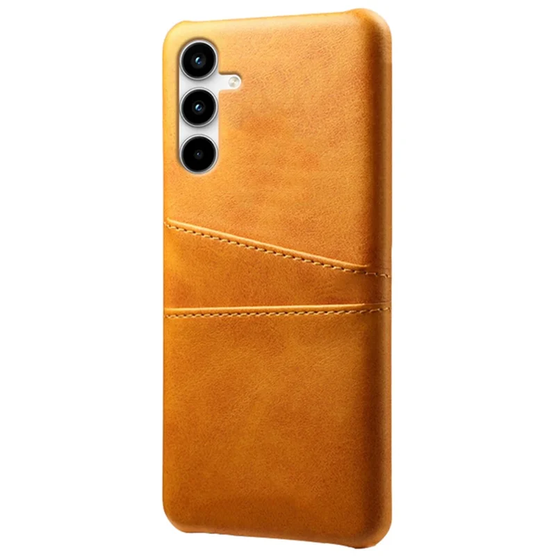 For Samsung Galaxy A25 5G (Global) (161.0 x 76.5 x 8.3mm) Case Card Holder Leather+PC Phone Cover - Orange