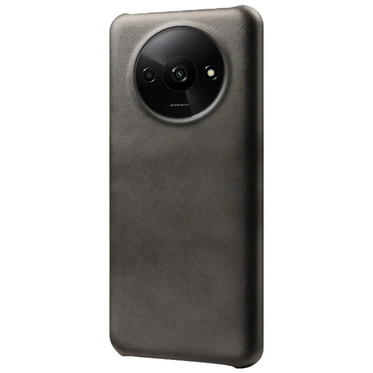 Para Xiaomi Redmi A3 4G / Poco C61 4G Funda Textura de Becerro Cubierta de PC Revestida de Cuero Delgada - Negro