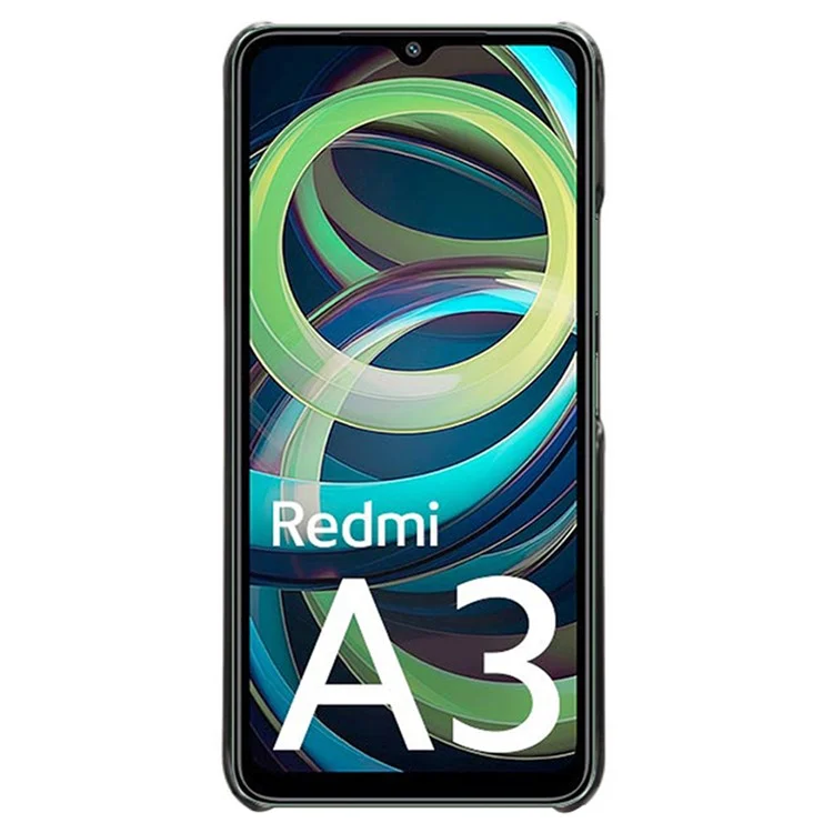Para Xiaomi Redmi A3 4G / Poco C61 4G Funda Textura de Becerro Cubierta de PC Revestida de Cuero Delgada - Negro