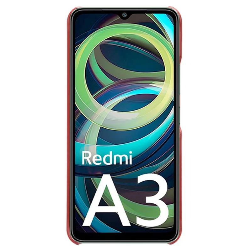 For Xiaomi Redmi A3 4G / Poco C61 4G Case Calf Texture Leather Coated PC Shell Slim Cover - Red