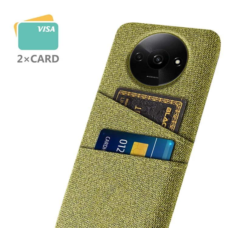 Pour Xiaomi Redmi A3 4G / Poco C61 4G Porte-cartes Étui Anti-dérapant Texture Tissu+PC Housse de Téléphone - Jaune