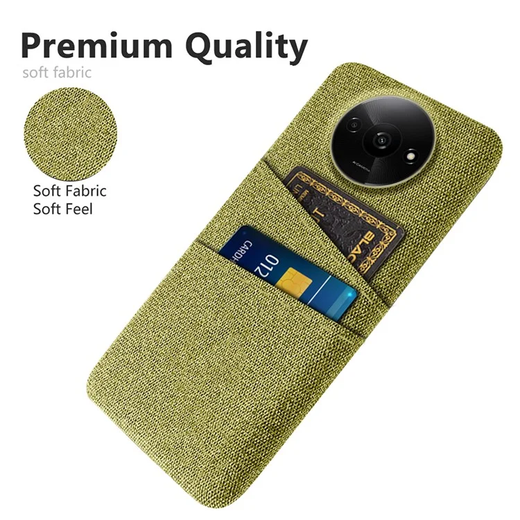 Pour Xiaomi Redmi A3 4G / Poco C61 4G Porte-cartes Étui Anti-dérapant Texture Tissu+PC Housse de Téléphone - Jaune
