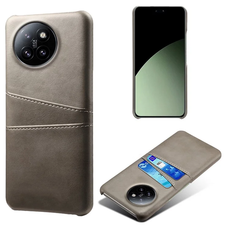 Para Xiaomi Civi 4 Pro 5G / 14 Civi 5G Funda a prueba de golpes de cuero+PC con ranuras para tarjetas - Gris