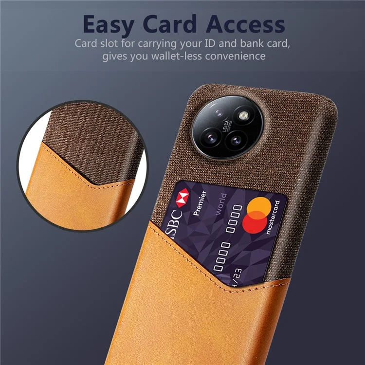 Para Xiaomi Civi 4 Pro 5G / 14 Civi 5G Funda de Cuero+Tela Texturizada Cubierta de Teléfono con Ranura para Tarjeta - Naranja