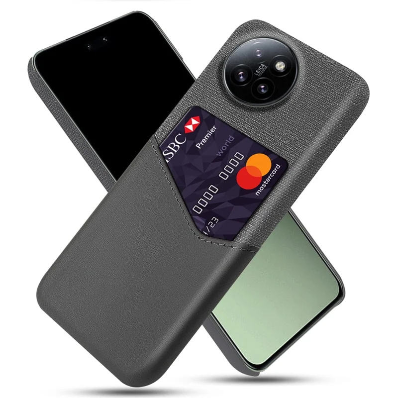 For Xiaomi Civi 4 Pro 5G / 14 Civi 5G Case Leather+PC Cloth Texture Phone Cover with Card Slot - Grey