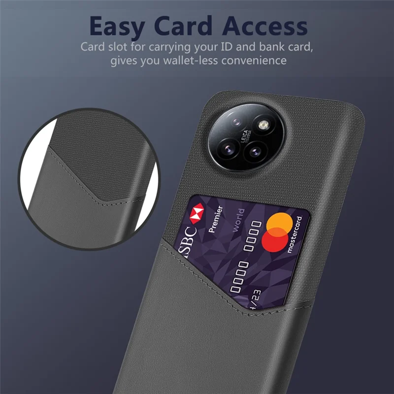 For Xiaomi Civi 4 Pro 5G / 14 Civi 5G Case Leather+PC Cloth Texture Phone Cover with Card Slot - Grey