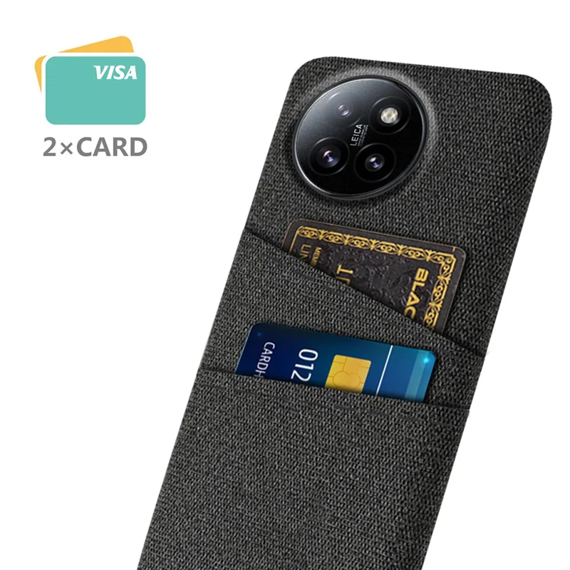 Pour Xiaomi Civi 4 Pro 5G / 14 Civi 5G Étui Fentes pour Cartes Doubles Texture en Tissu Boîtier PC Dur - Noir