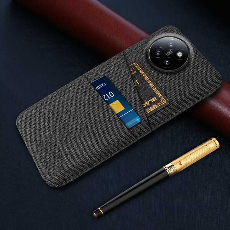Pour Xiaomi Civi 4 Pro 5G / 14 Civi 5G Étui Fentes pour Cartes Doubles Texture en Tissu Boîtier PC Dur - Noir