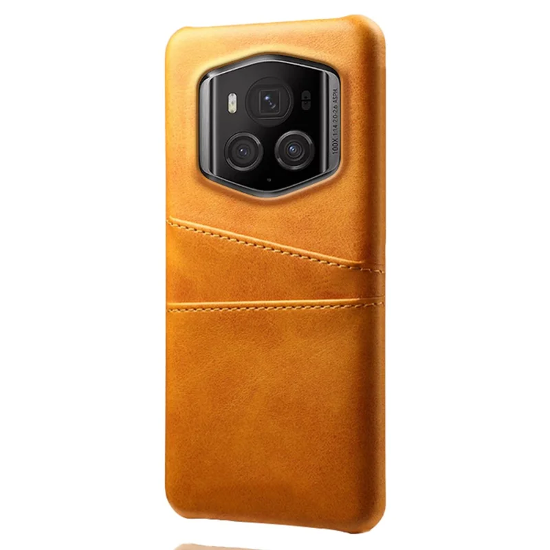 For Honor Magic6 RSR Porsche Design 5G Case Dual Card Slots Leather+PC Phone Cover - Orange