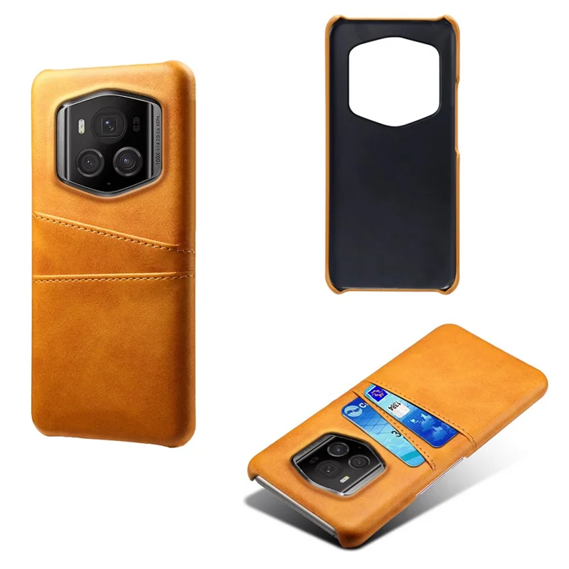 For Honor Magic6 RSR Porsche Design 5G Case Dual Card Slots Leather+PC Phone Cover - Orange